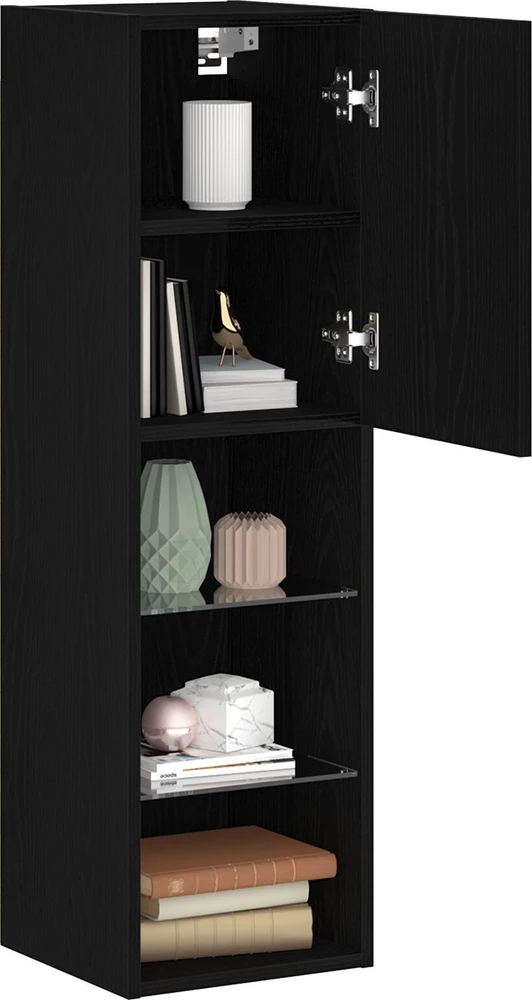 TV staliukas TV spintelių komplektas 30,5 x 30 x 102 cm Juodas ąžuolas