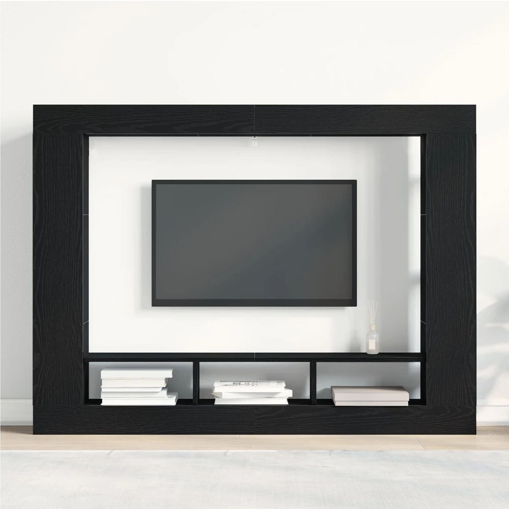 TV staliukas Televizoriaus spintelė 152 x 22 x 113 cm juoda ąžuolo
