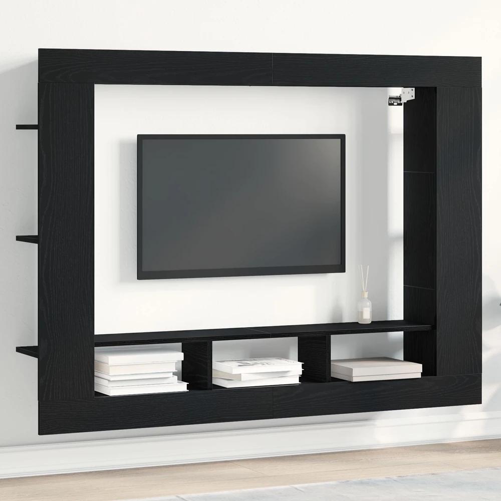 TV staliukas Televizoriaus spintelė 152 x 22 x 113 cm juoda ąžuolo