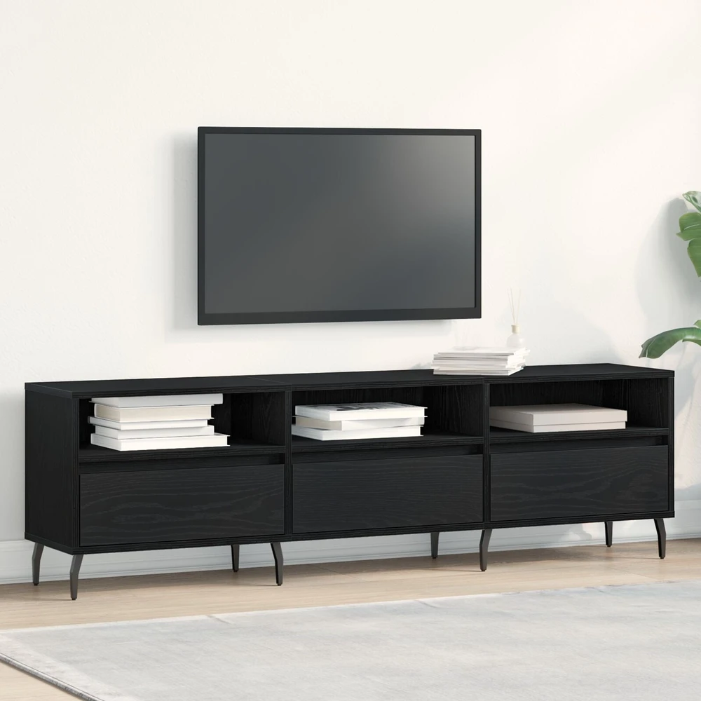 TV staliukas Televizoriaus spintelė 150 x 30 x 44,5 cm Juodas ąžuolas