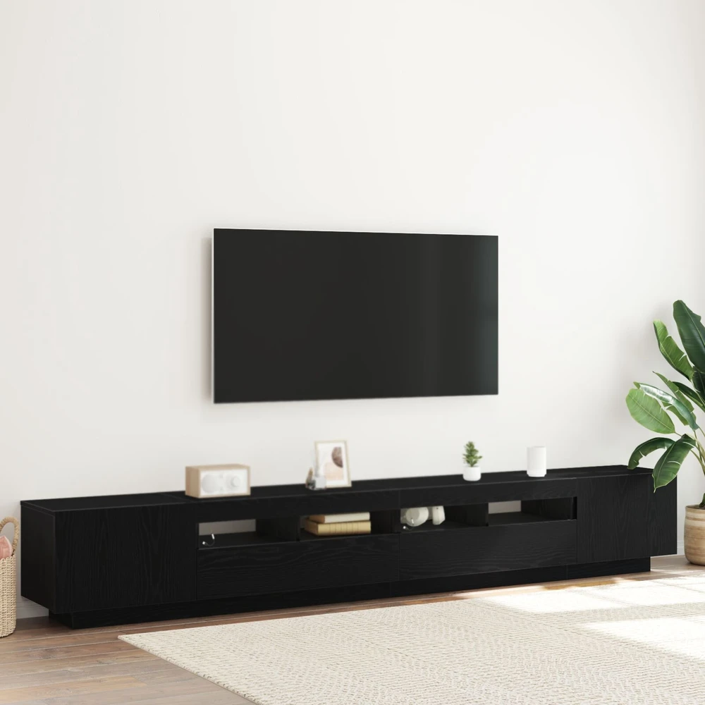 TV staliukas TV spintelių komplektas 3 vnt. Juoda Apdirbta mediena