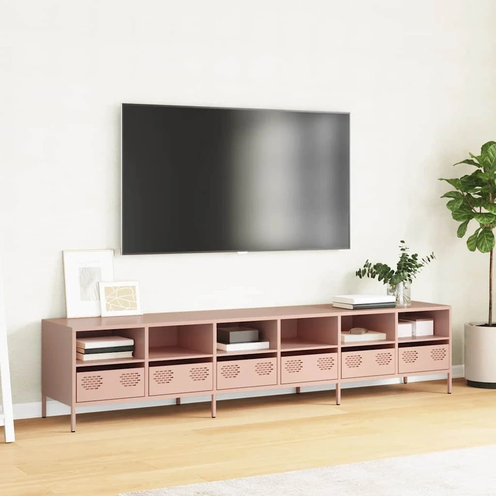 TV staliukas Televizoriaus spintelė, rožinės, 202x39x43,5 cm, plienas