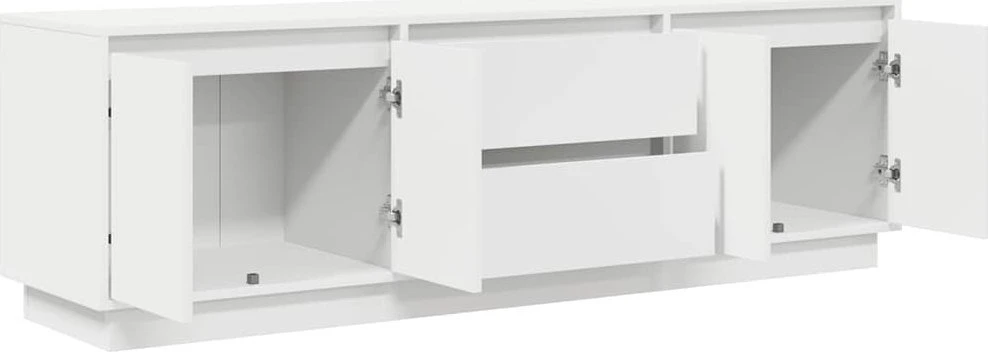 TV staliukas TV spintelė su LED lemputėmis, baltos spalvos, 160,5x41x50 cm