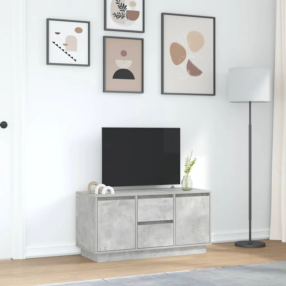 TV staliukas TV spintelė su LED lemputėmis, betono pilka, 100x41x50 cm