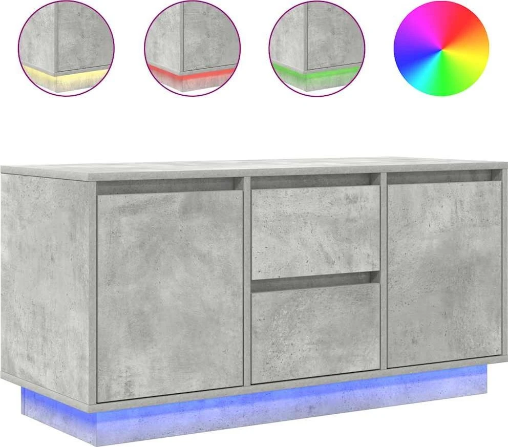 TV staliukas TV spintelė su LED lemputėmis, betono pilka, 100x41x50 cm