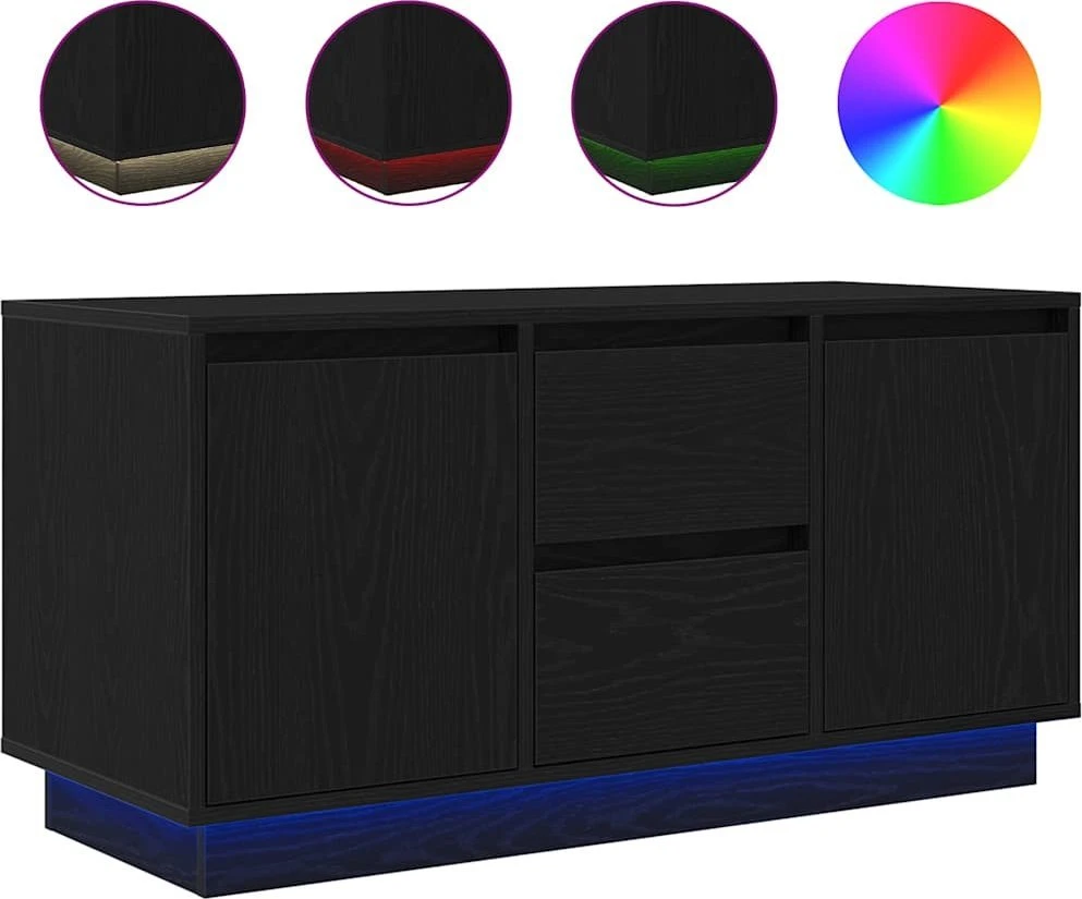 TV staliukas Televizoriaus spintelė su LED apšvietimu, juoda, 100x41x50 cm