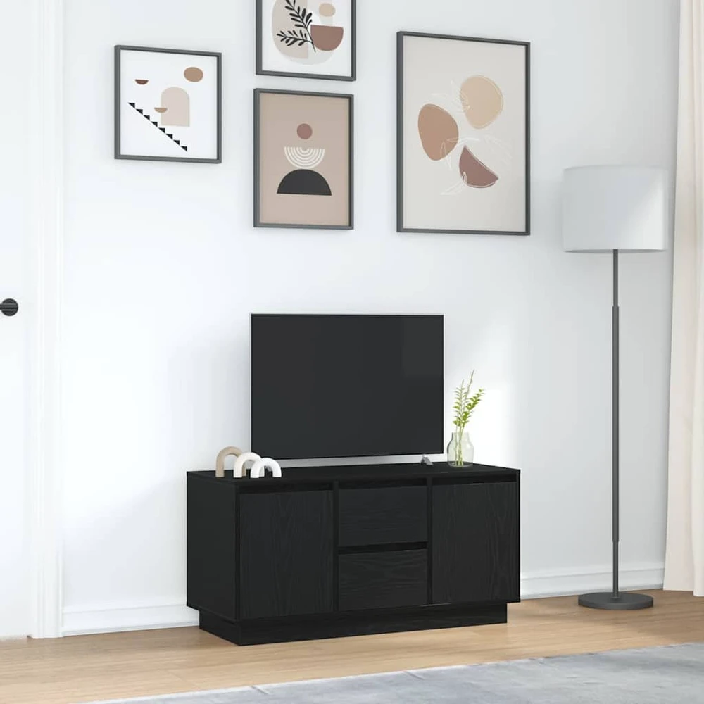 TV staliukas Televizoriaus spintelė su LED apšvietimu, juoda, 100x41x50 cm