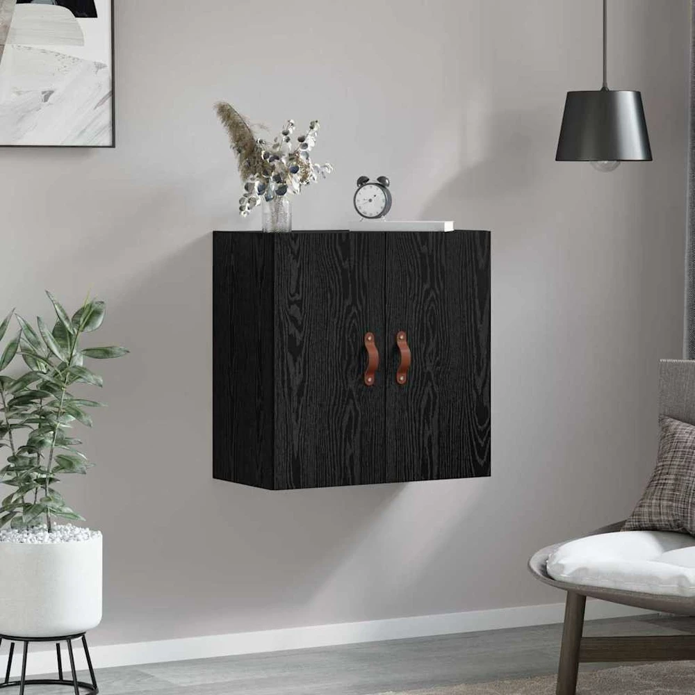 Sieninė spintelė 60 x 31 x 60 cm Apdirbta mediena juoda ąžuolo