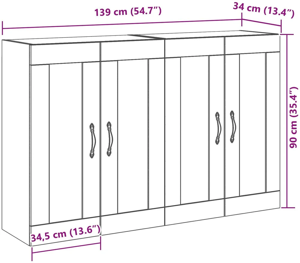 Sieniniai baldai 2 vnt. Senovinis medis 69,5 x 34 x 90 cm