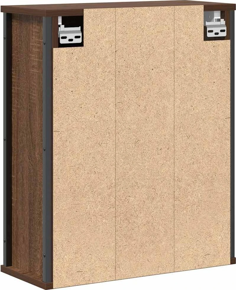 sieninė vonios spintelė su veidrodžiu rudas ąžuolas 50x21x60 cm