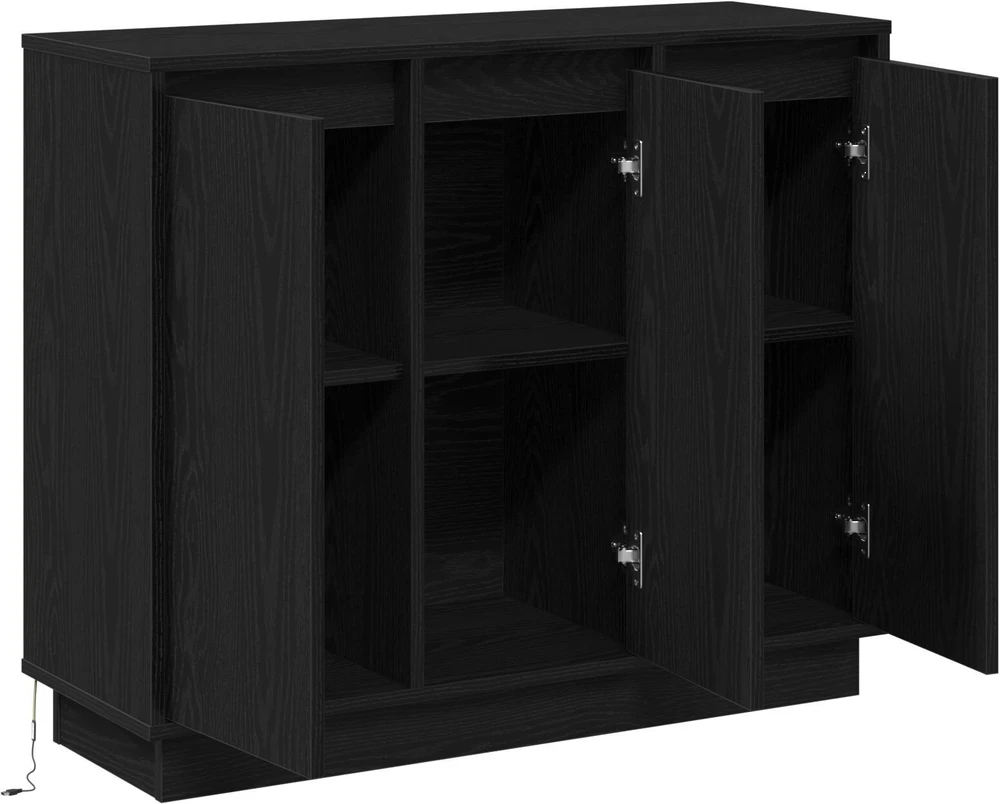 LED Bufetas Juodas ąžuolas 90 x 32 x 75 cm Apdirbta mediena