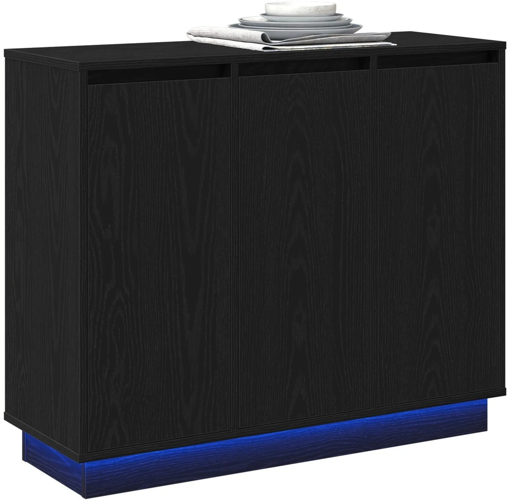 LED Bufetas Juodas ąžuolas 90 x 32 x 75 cm Apdirbta mediena