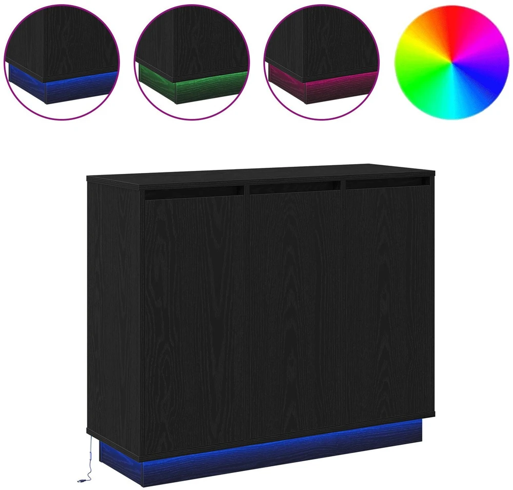 LED Bufetas Juodas ąžuolas 90 x 32 x 75 cm Apdirbta mediena