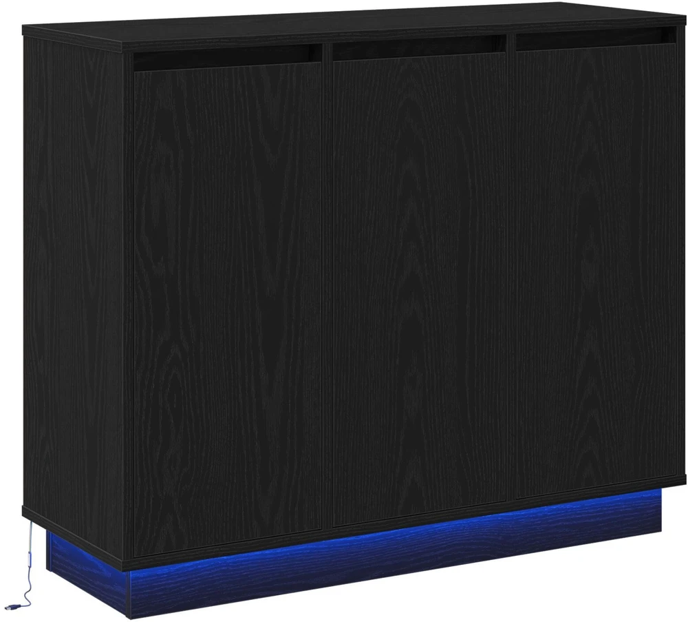 LED Bufetas Juodas ąžuolas 90 x 32 x 75 cm Apdirbta mediena