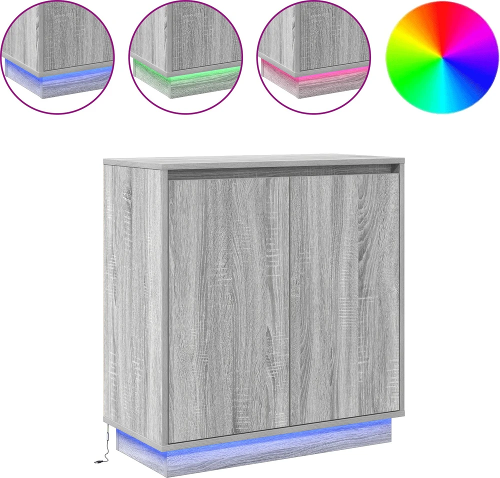 LED Bufetas Pilka sonoma ąžuolo 71 x 34,5 x 75 cm