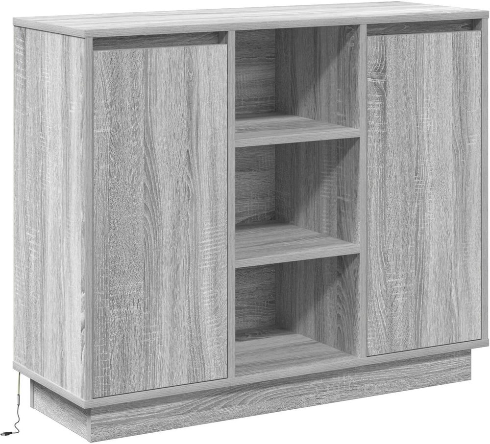 LED Bufetas Pilkas Sonoma 90 x 32 x 75 cm Apdirbta mediena