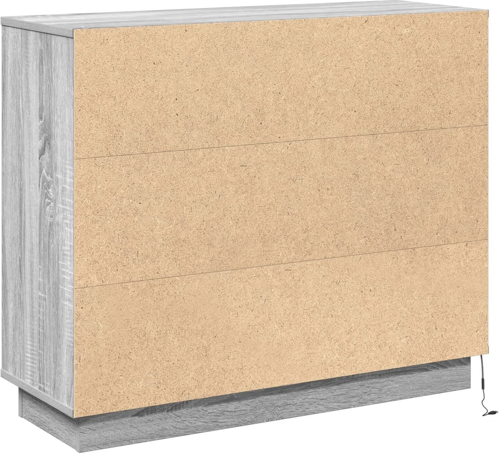 LED Bufetas Pilkas Sonoma 90 x 32 x 75 cm Apdirbta mediena