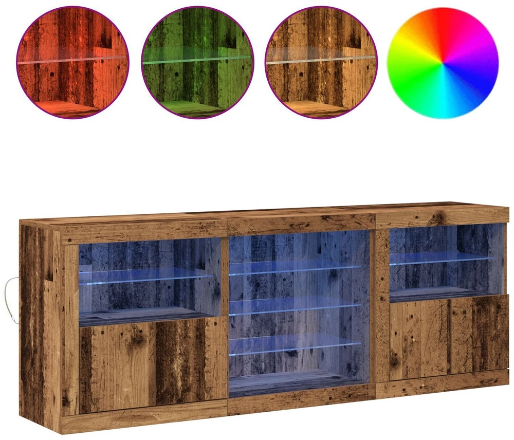 LED Bufetas Senas medis 181,5 x 37 x 67 cm Apdirbta mediena