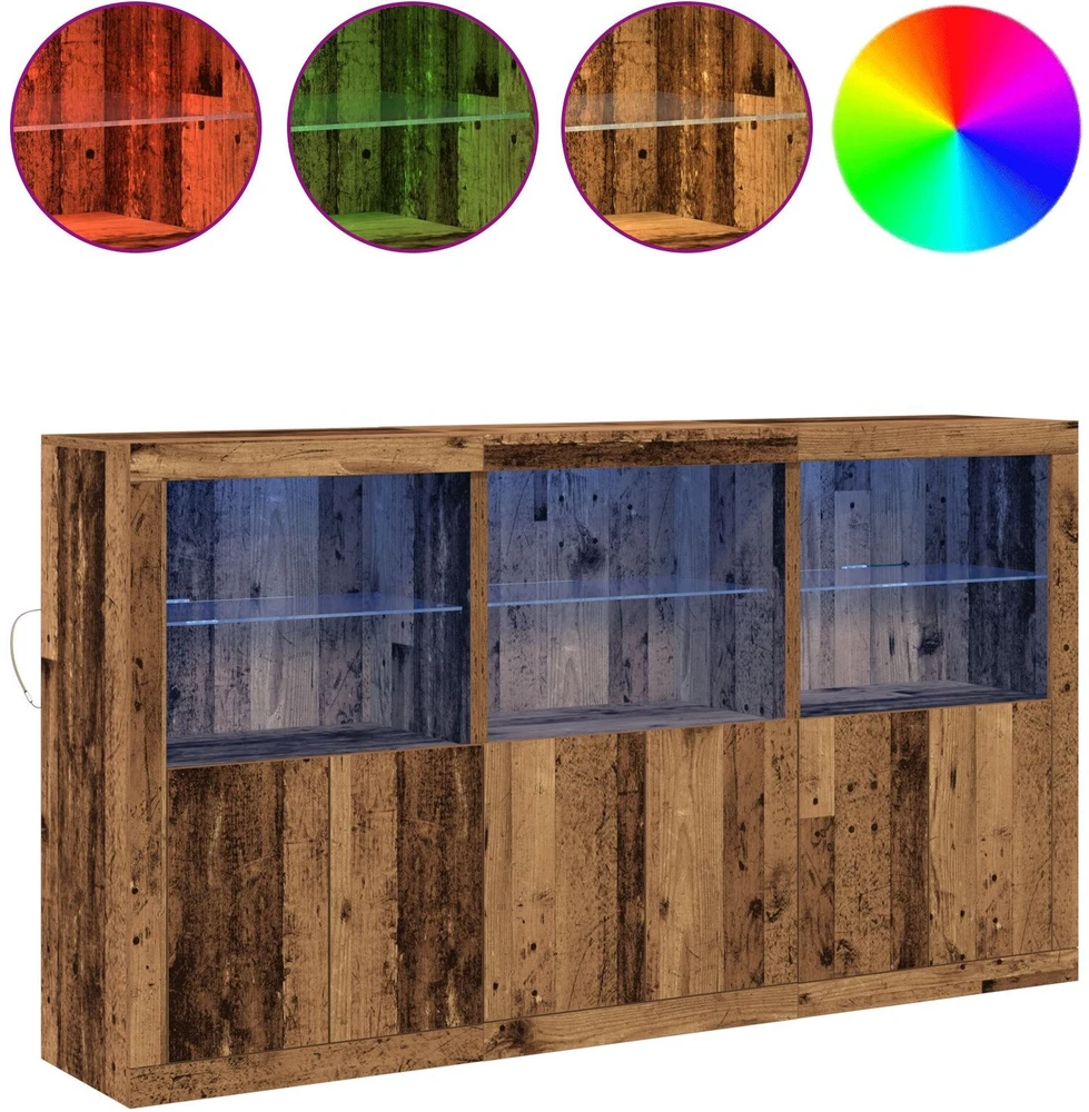 LED Bufetas Senas medis 181,5 x 37 x 100 cm Apdirbta mediena