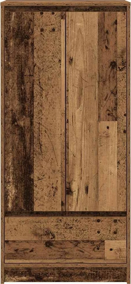 Spintelė su 2 stalčiais, sena mediena 55,5x34x119,5 cm, mediena