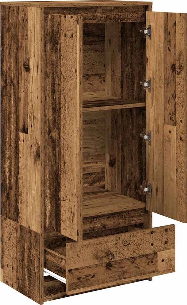 Spintelė su 2 stalčiais, sena mediena 55,5x34x119,5 cm, mediena