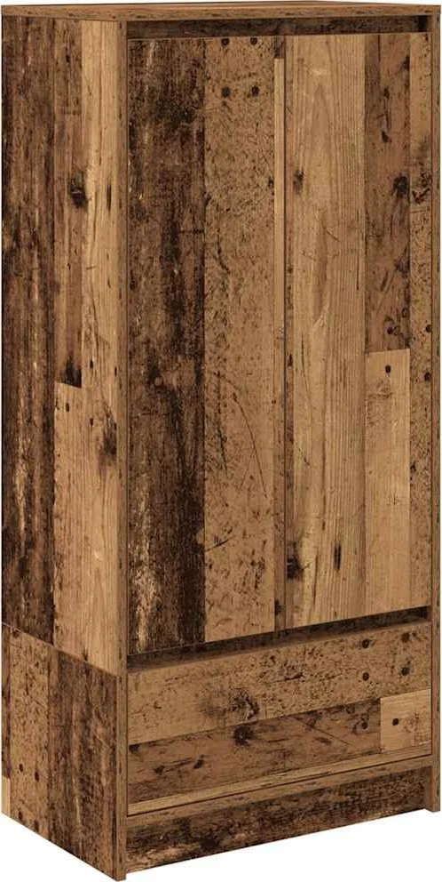 Spintelė su 2 stalčiais, sena mediena 55,5x34x119,5 cm, mediena