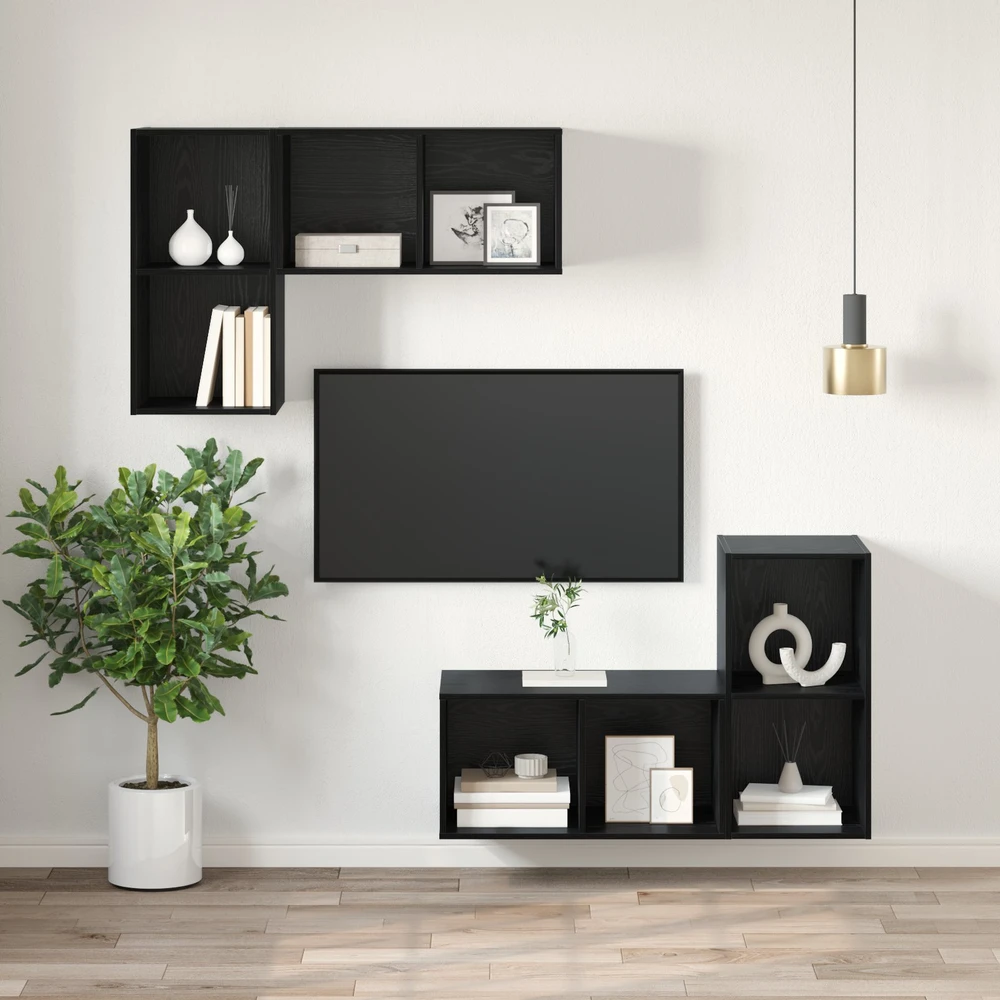 TV staliukas TV spintelių komplektas 37 x 37 x 72 cm Juodas ąžuolas