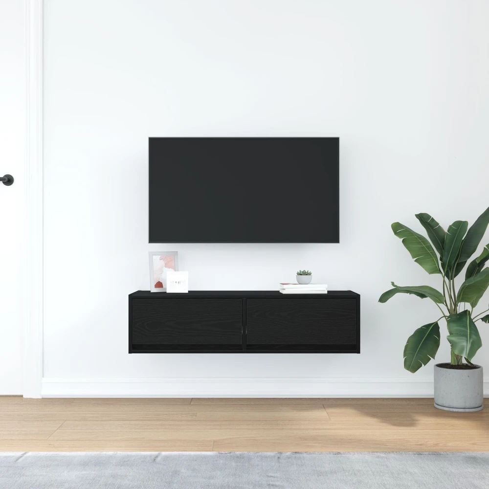 TV staliukas Televizoriaus spintelė 100 x 31 x 25,5 cm juoda ąžuolo