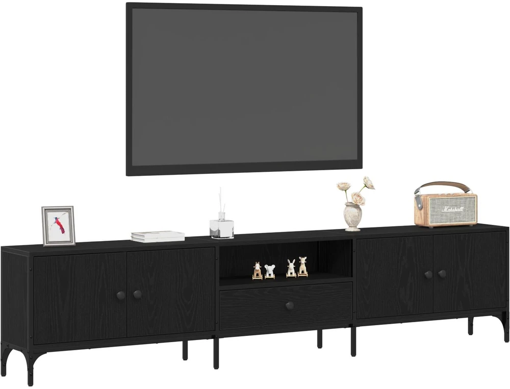 TV staliukas Televizoriaus spintelė 200 x 25 x 44 cm juoda ąžuolo