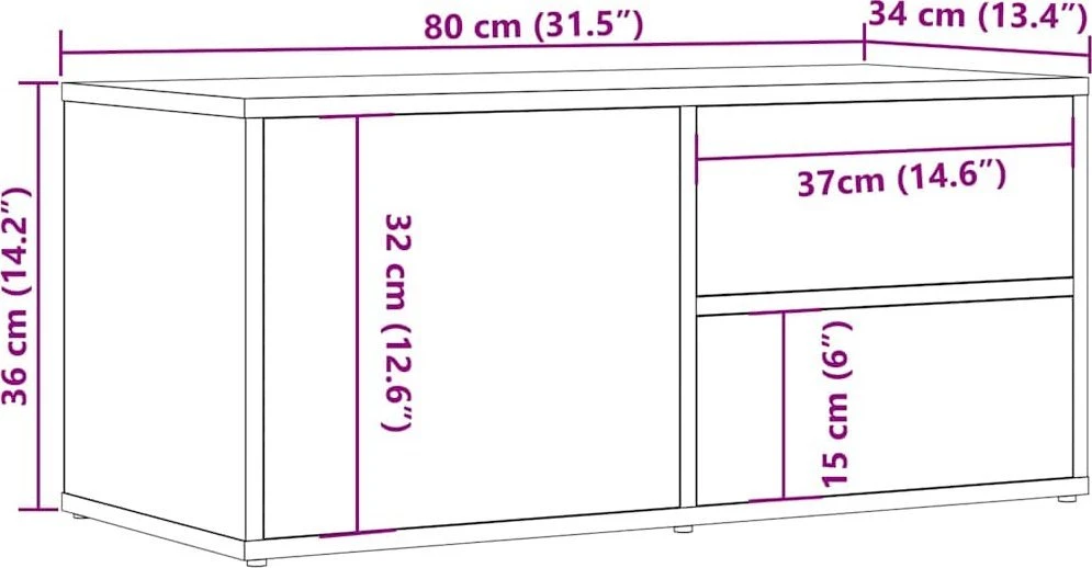 TV staliukas televizoriaus spintelė Old Wood 80x34x35,5 cm Engineered Wood