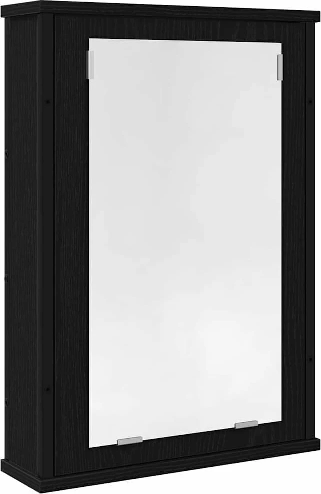 Vonios spintelė su veidrodžiu, juodo ąžuolo spalvos, 42x12x60cm, inžinerinė mediena