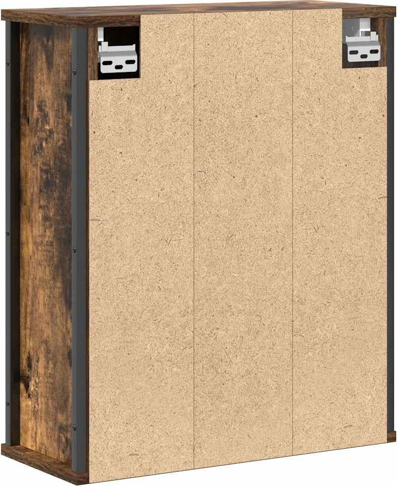 sieninė vonios spintelė su veidrodžiu rūkyto ąžuolo 50x21x60 cm
