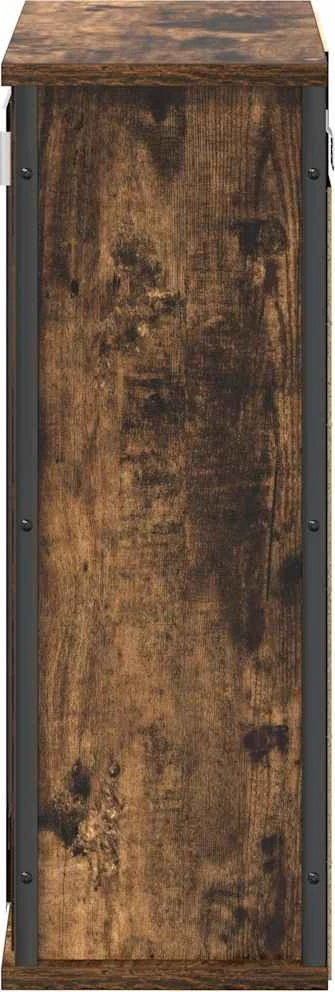 sieninė vonios spintelė su veidrodžiu rūkyto ąžuolo 50x21x60 cm