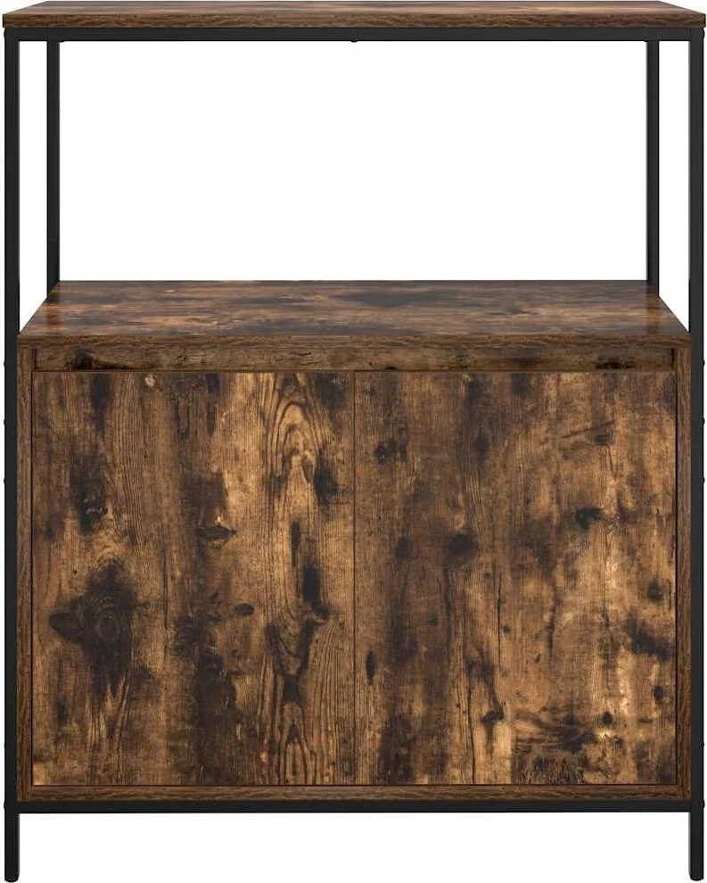 Vonios spintelė su lentynomis rūkytas ąžuolas 76,5x35x95 cm
