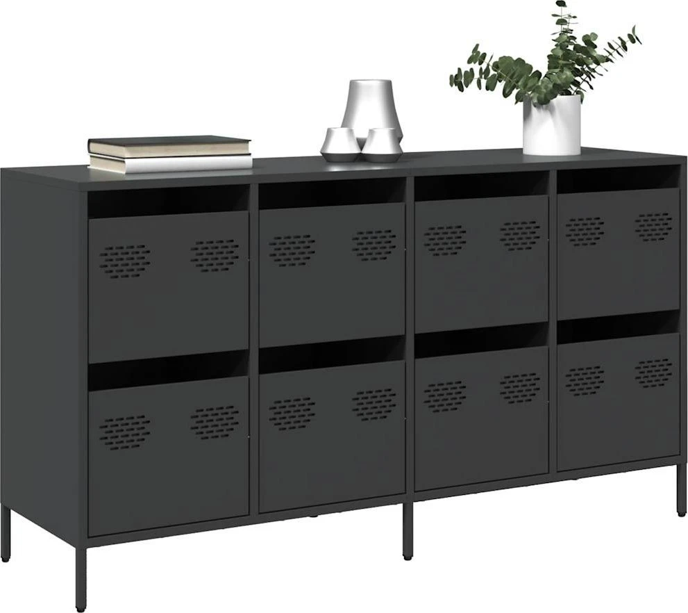 Šoninė spintelė, juoda, 135x39x73,5cm, plienas
