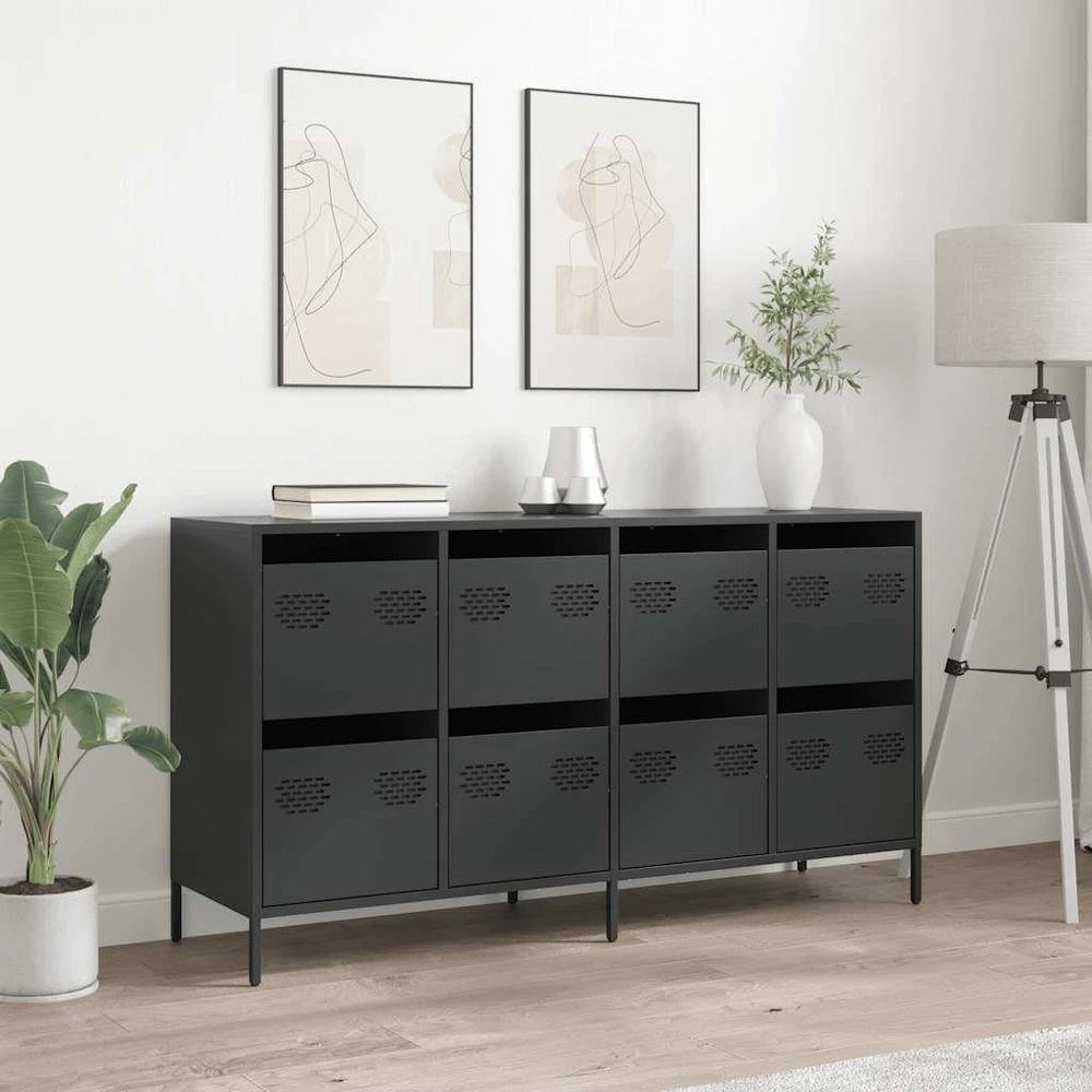 Šoninė spintelė, juoda, 135x39x73,5cm, plienas