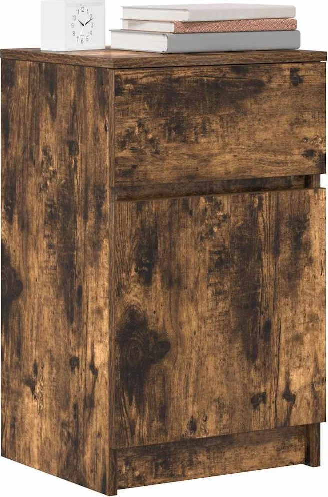 Naktinės spintelės, 2vnt., dūminio ąžuolo, 39x35x65 cm, mediena