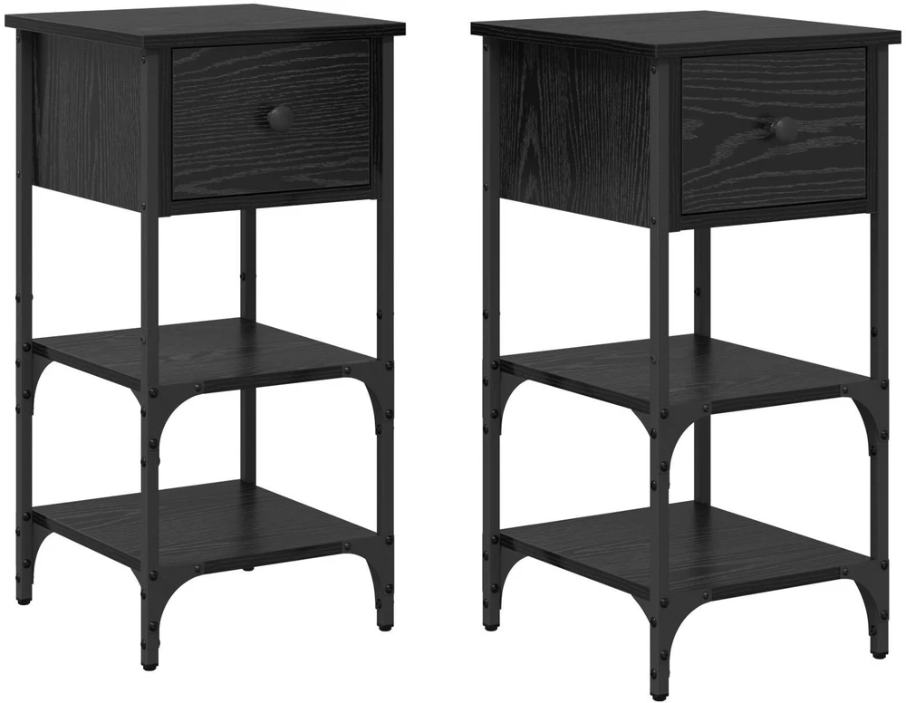 Šalia lovos spintelė 2 pcs Juodas ąžuolas 33.5 x 36 x 70 cm