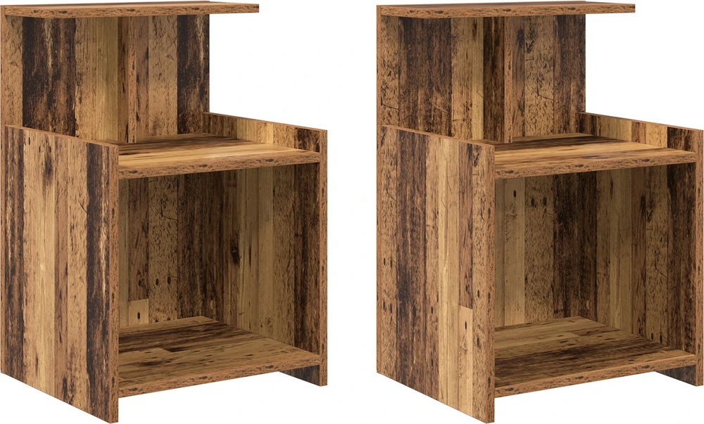 Šalia lovos spintelė 2 vnt. Senas medis 40 x 35 x 60 cm