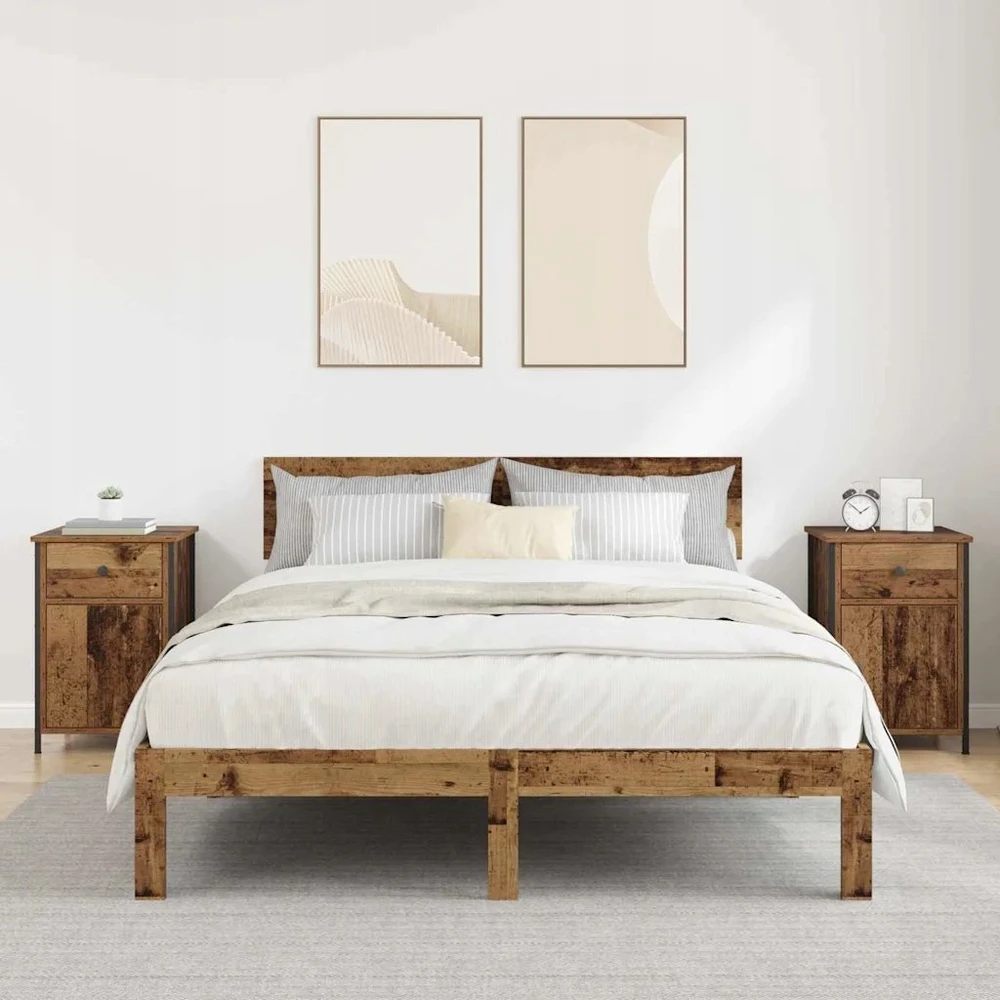 Šalia lovos spintelė 2 vnt. Senas medis 40 x 42 x 60 cm