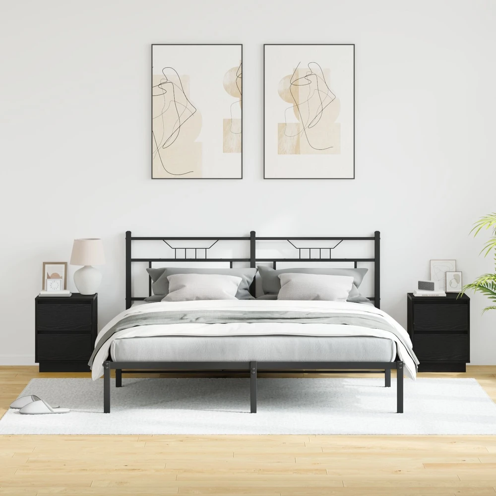 Šalia lovos spintelė 2 pcs Juodas ąžuolas 39 x 34,5 x 50 cm