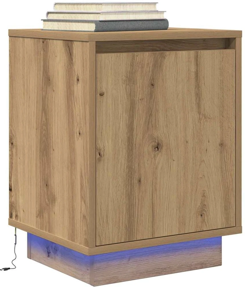 Spintelės prie lovos su LED lemputėmis 2 vnt Artisan Oak
