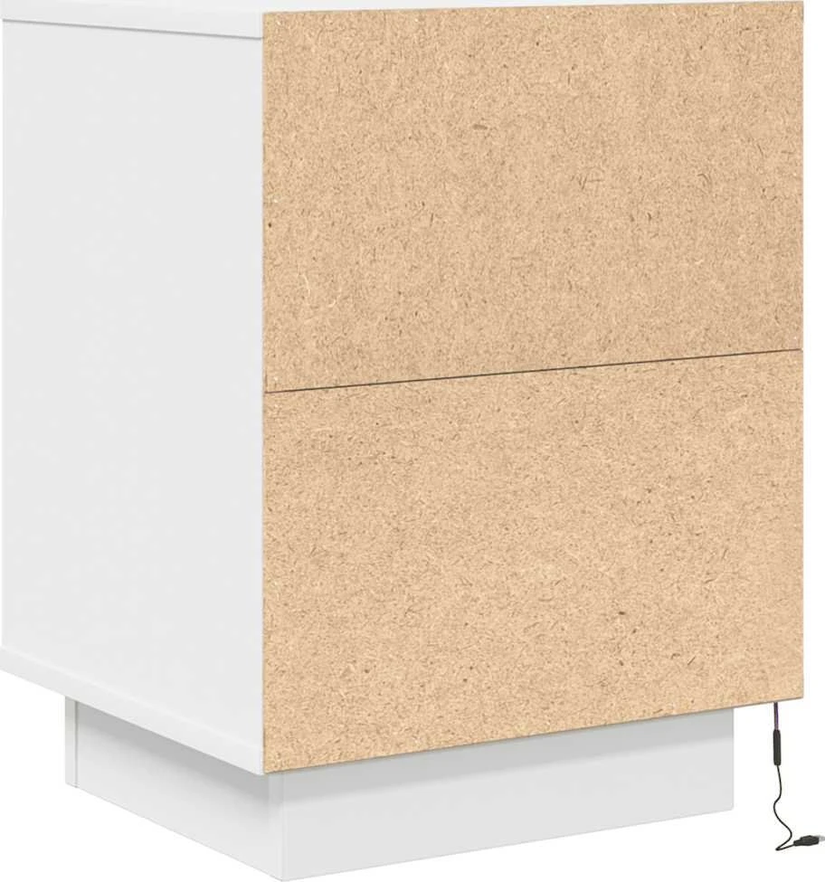 Spintelės prie lovos su LED lemputėmis 2 vnt Baltos 38x34x50 cm