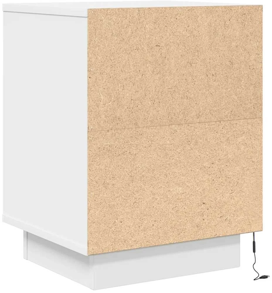 Spintelės prie lovos su LED lemputėmis 2 vnt Baltos 38x34x50 cm