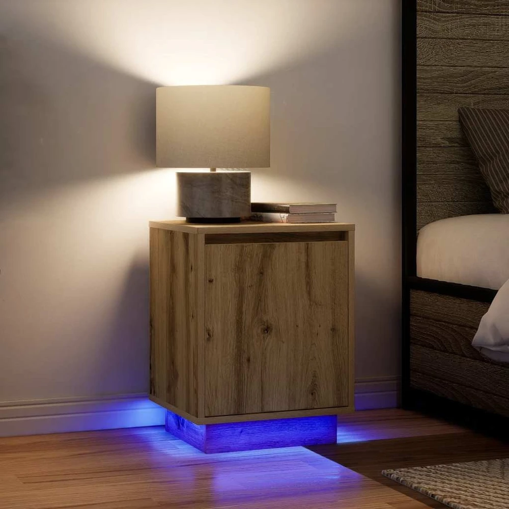 Spintelės prie lovos su LED lemputėmis 2 vnt Artisan Oak