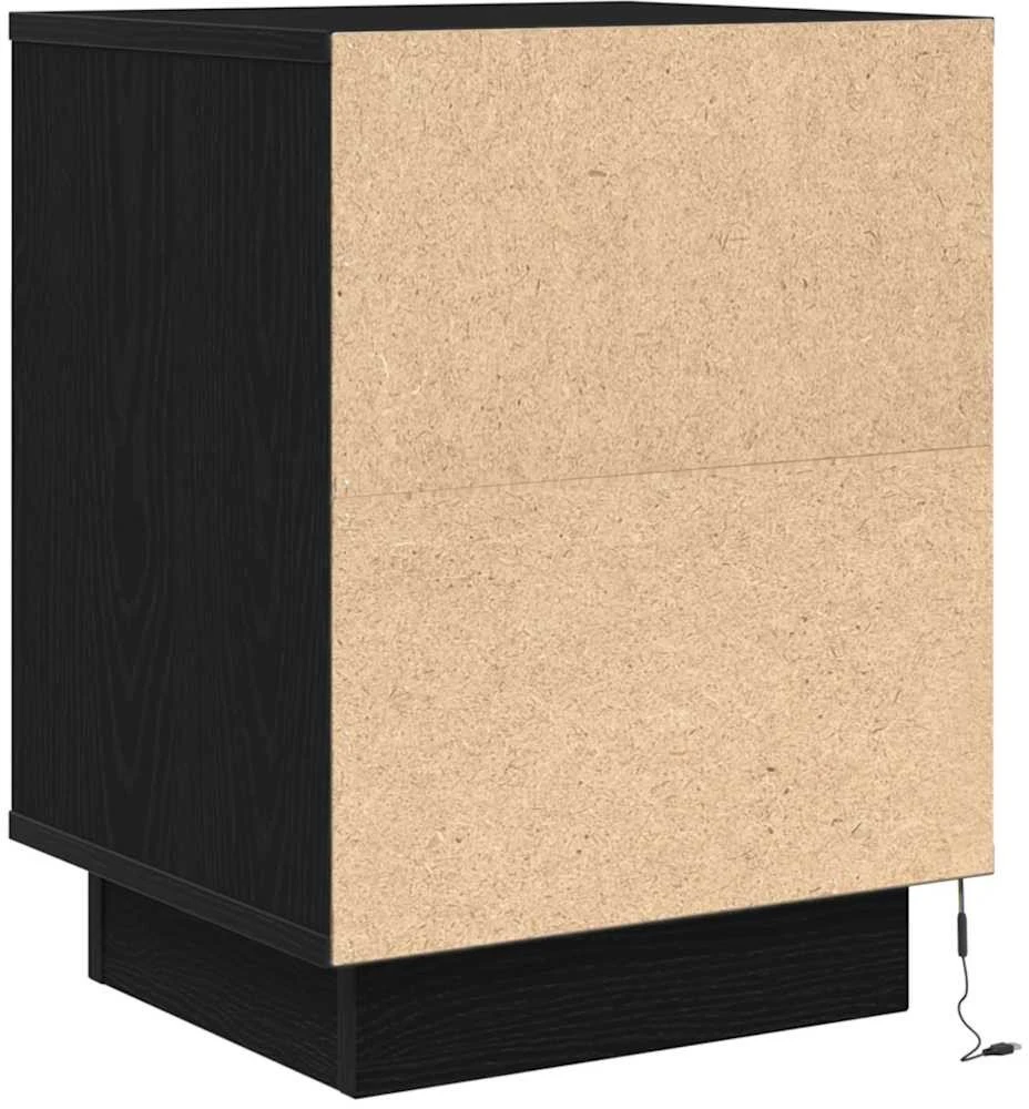 Spintelės prie lovos su LED lemputėmis 2 vnt Juodos 38x34x50 cm