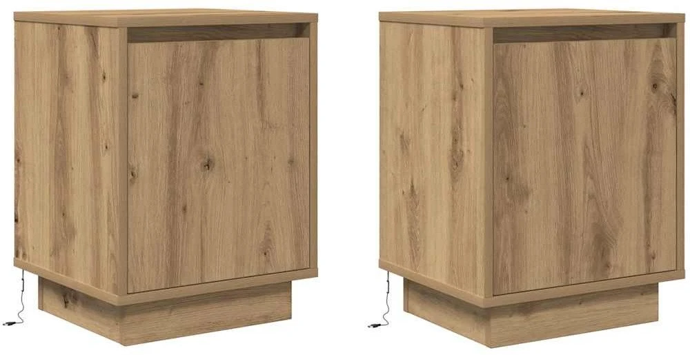 Spintelės prie lovos su LED lemputėmis 2 vnt Artisan Oak