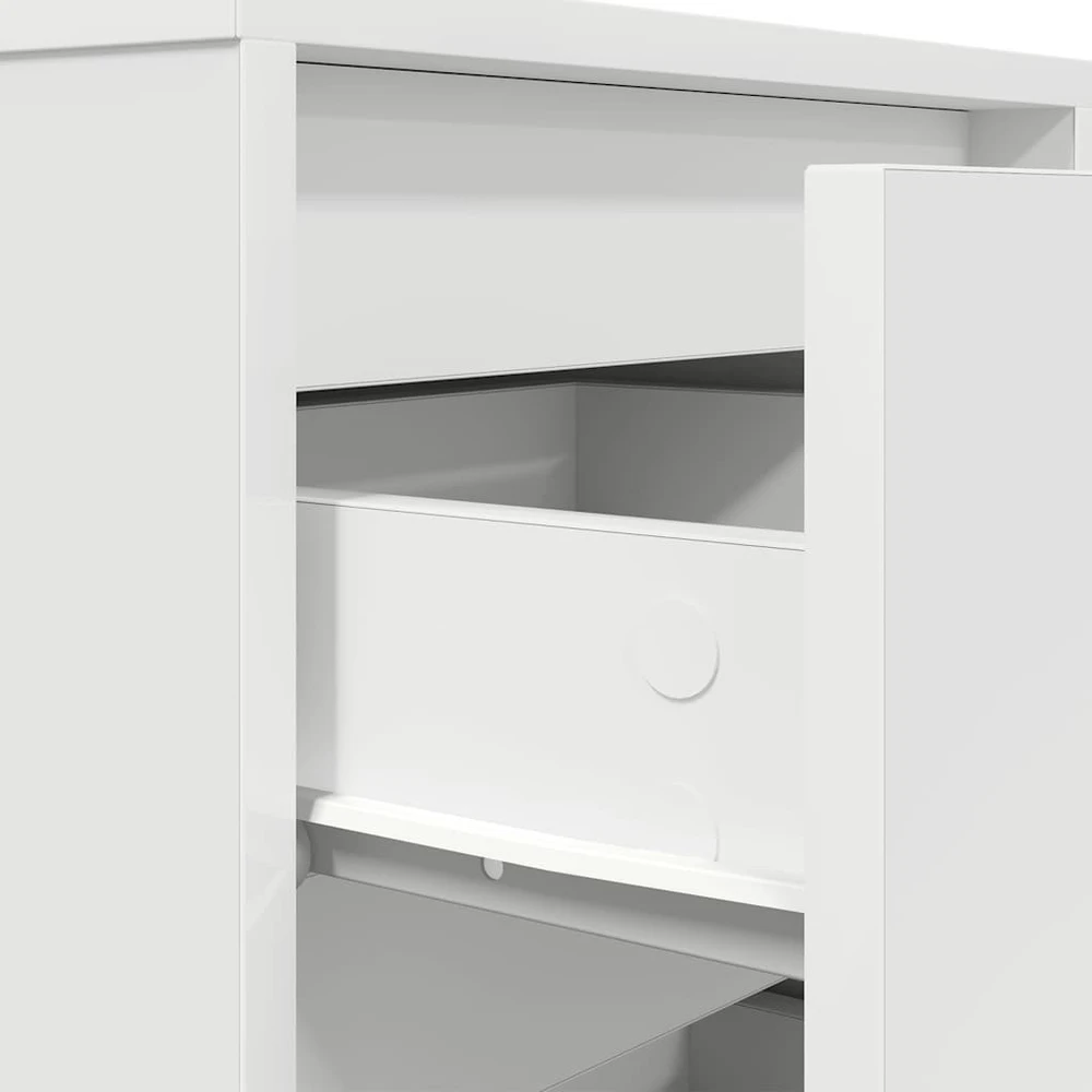 Spintelės prie lovos su LED lemputėmis 2 vnt Baltos 38x34x50 cm