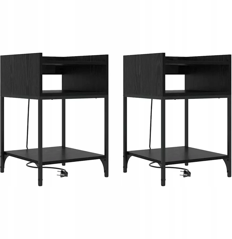 Naktinis staliukas 2 pcs juoda ąžuolo 40 x 40 x 61 cm