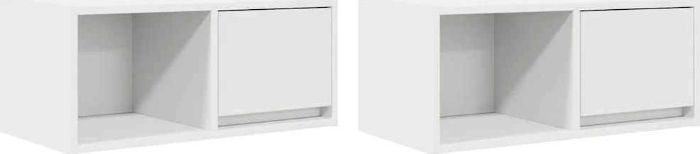 TV staliukas Televizoriaus spintelės, 2vnt., baltos, 60x31x25,5 cm, mediena